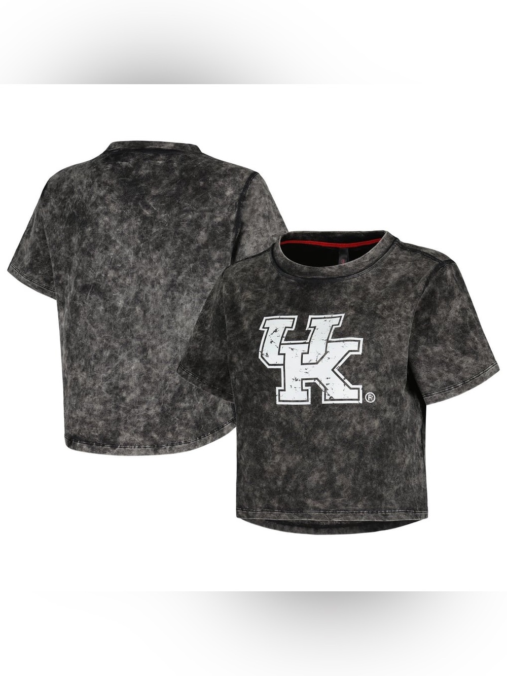 Women's Black Kentucky Wildcats Vintage Wash Cropped T-Shirt Top Size Large